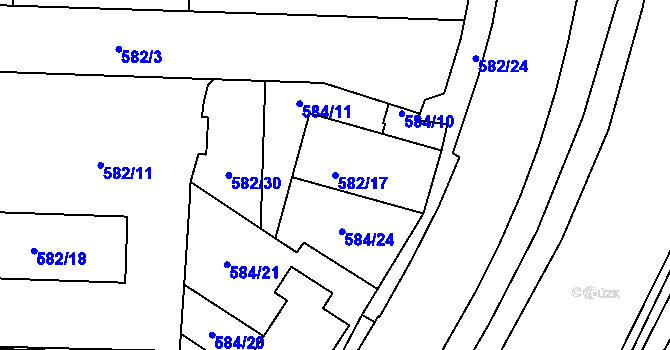 Parcela st. 582/17 v KÚ Jeseník, Katastrální mapa