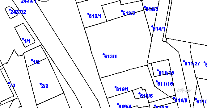 Parcela st. 613/1 v KÚ Jeseník, Katastrální mapa