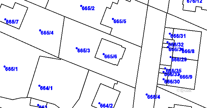 Parcela st. 665/6 v KÚ Jeseník, Katastrální mapa