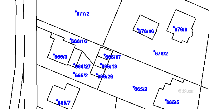 Parcela st. 666/17 v KÚ Jeseník, Katastrální mapa