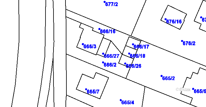 Parcela st. 666/27 v KÚ Jeseník, Katastrální mapa