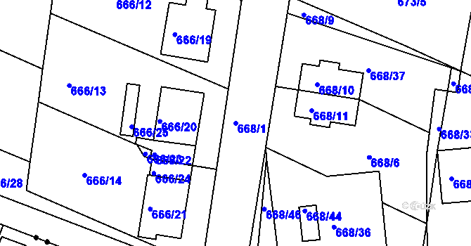 Parcela st. 668/1 v KÚ Jeseník, Katastrální mapa