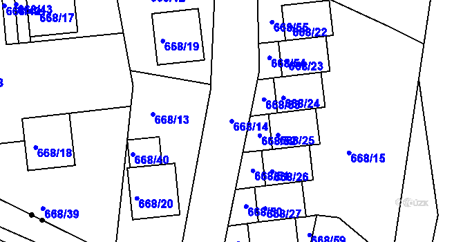 Parcela st. 668/14 v KÚ Jeseník, Katastrální mapa