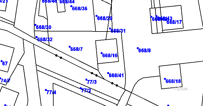 Parcela st. 668/16 v KÚ Jeseník, Katastrální mapa