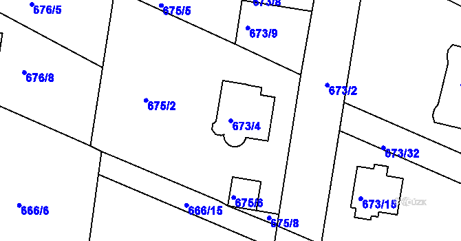 Parcela st. 673/4 v KÚ Jeseník, Katastrální mapa