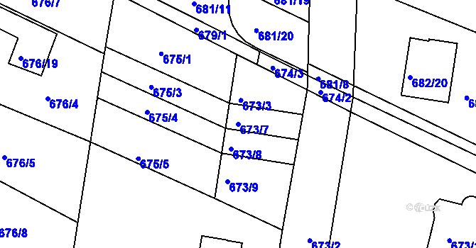 Parcela st. 673/7 v KÚ Jeseník, Katastrální mapa