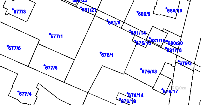 Parcela st. 676/1 v KÚ Jeseník, Katastrální mapa