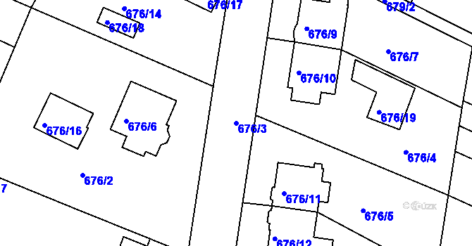 Parcela st. 676/3 v KÚ Jeseník, Katastrální mapa