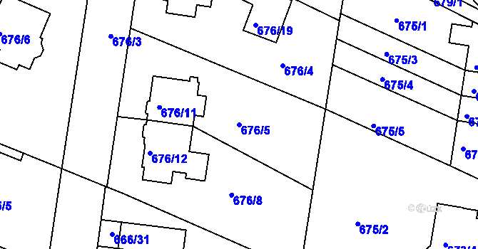 Parcela st. 676/5 v KÚ Jeseník, Katastrální mapa