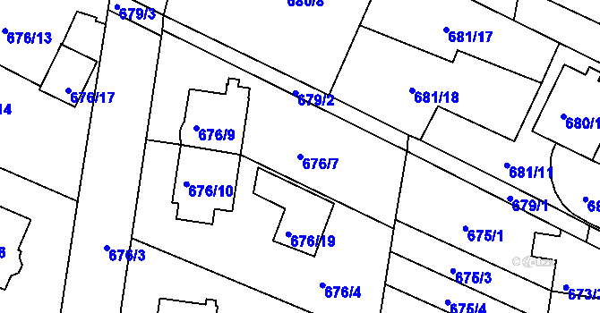 Parcela st. 676/7 v KÚ Jeseník, Katastrální mapa