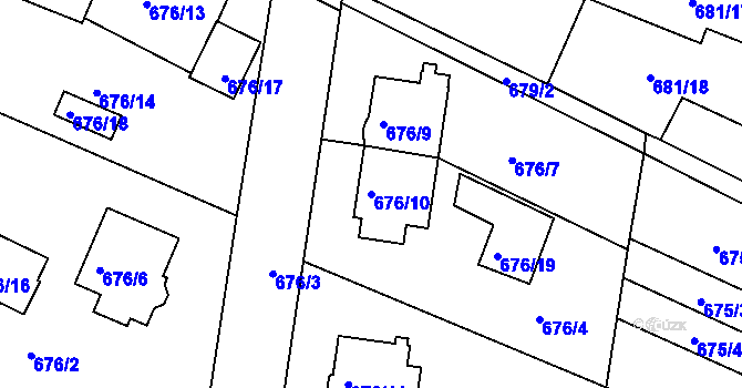 Parcela st. 676/10 v KÚ Jeseník, Katastrální mapa