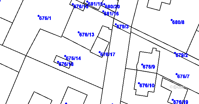 Parcela st. 676/17 v KÚ Jeseník, Katastrální mapa