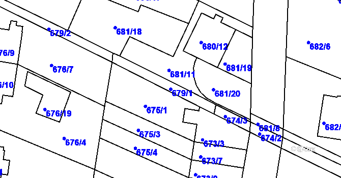 Parcela st. 679/1 v KÚ Jeseník, Katastrální mapa