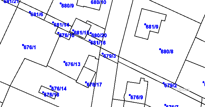 Parcela st. 679/3 v KÚ Jeseník, Katastrální mapa