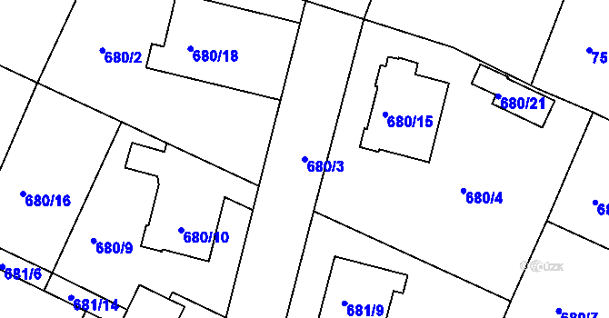 Parcela st. 680/3 v KÚ Jeseník, Katastrální mapa
