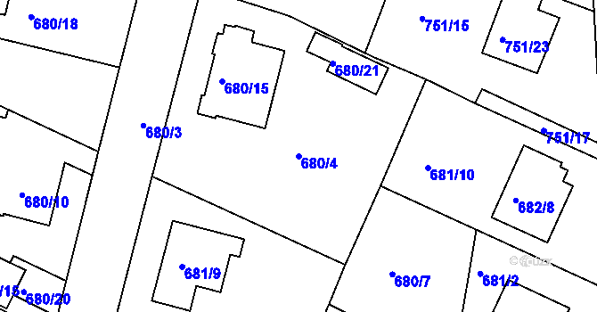 Parcela st. 680/4 v KÚ Jeseník, Katastrální mapa