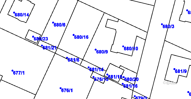 Parcela st. 680/9 v KÚ Jeseník, Katastrální mapa
