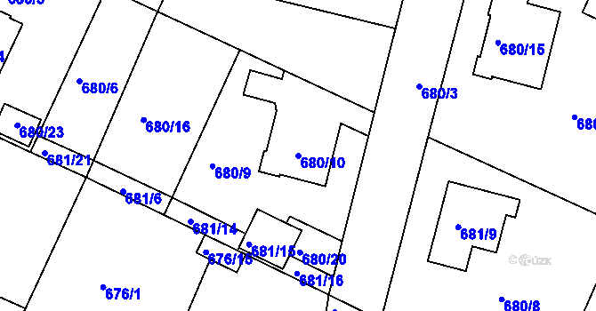 Parcela st. 680/10 v KÚ Jeseník, Katastrální mapa