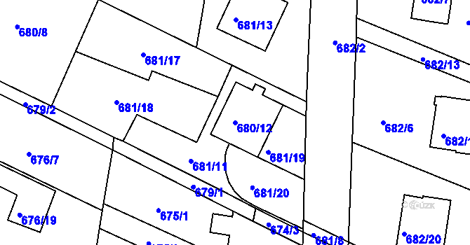 Parcela st. 680/12 v KÚ Jeseník, Katastrální mapa