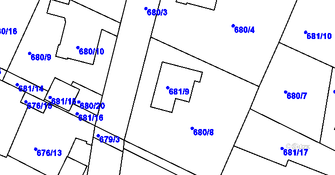 Parcela st. 681/9 v KÚ Jeseník, Katastrální mapa