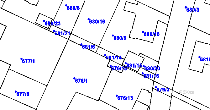 Parcela st. 681/14 v KÚ Jeseník, Katastrální mapa