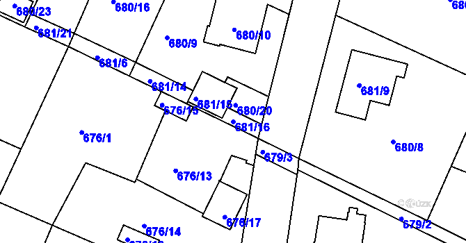 Parcela st. 681/16 v KÚ Jeseník, Katastrální mapa