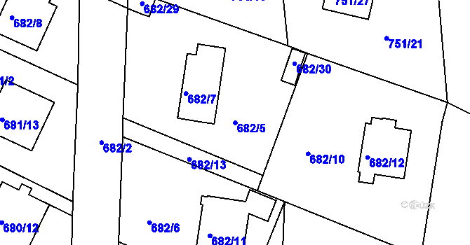 Parcela st. 682/5 v KÚ Jeseník, Katastrální mapa
