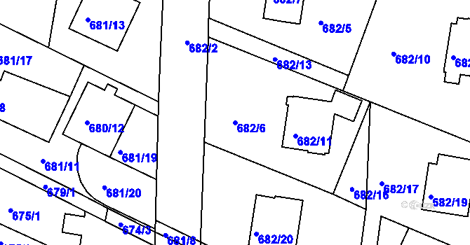 Parcela st. 682/6 v KÚ Jeseník, Katastrální mapa