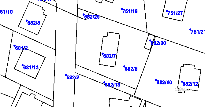Parcela st. 682/7 v KÚ Jeseník, Katastrální mapa