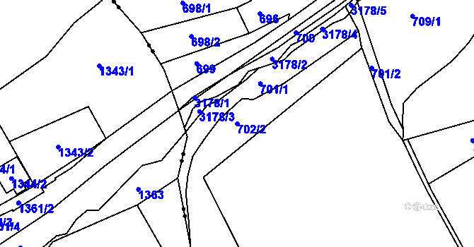 Parcela st. 702/2 v KÚ Jeseník, Katastrální mapa