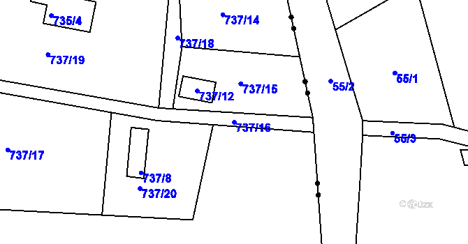 Parcela st. 737/16 v KÚ Jeseník, Katastrální mapa