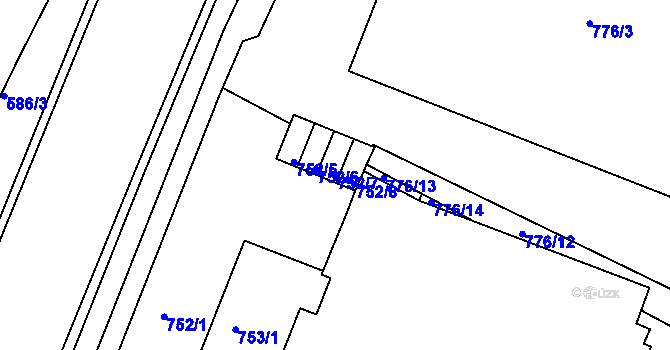 Parcela st. 752/7 v KÚ Jeseník, Katastrální mapa