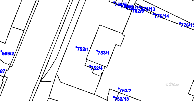 Parcela st. 753/1 v KÚ Jeseník, Katastrální mapa