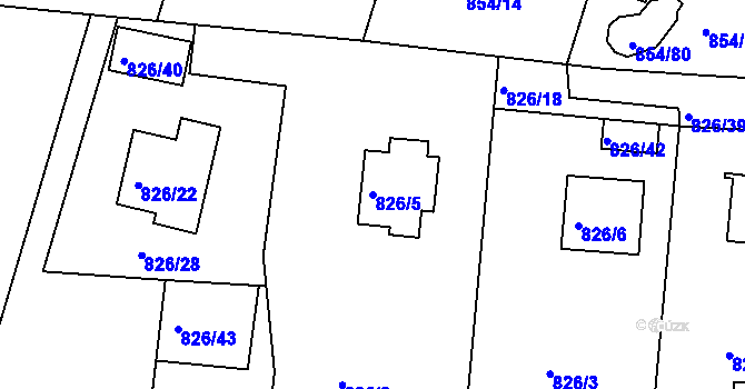 Parcela st. 826/5 v KÚ Jeseník, Katastrální mapa