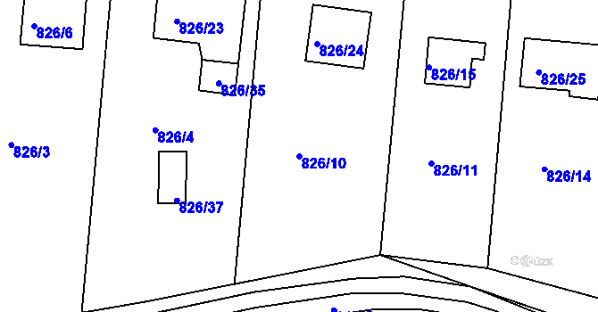 Parcela st. 826/10 v KÚ Jeseník, Katastrální mapa