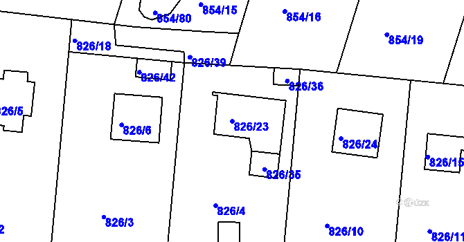 Parcela st. 826/23 v KÚ Jeseník, Katastrální mapa