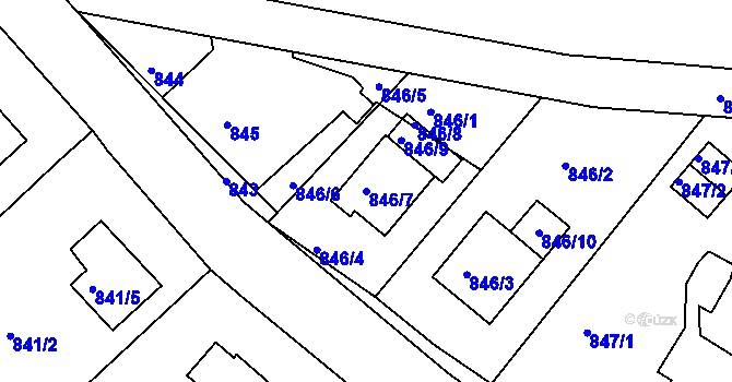 Parcela st. 846/7 v KÚ Jeseník, Katastrální mapa