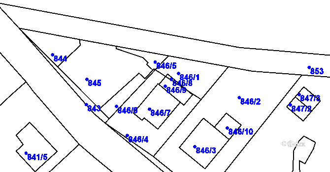 Parcela st. 846/9 v KÚ Jeseník, Katastrální mapa