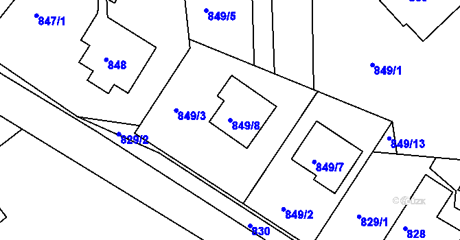 Parcela st. 849/8 v KÚ Jeseník, Katastrální mapa