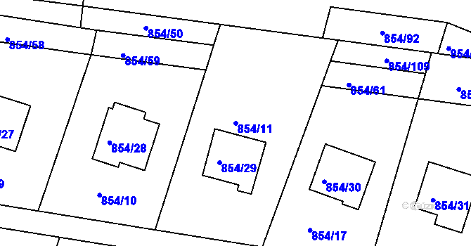 Parcela st. 854/11 v KÚ Jeseník, Katastrální mapa