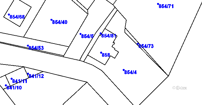 Parcela st. 858 v KÚ Jeseník, Katastrální mapa