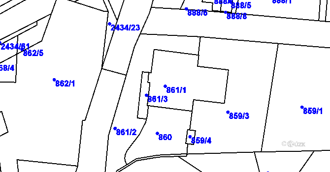 Parcela st. 861/1 v KÚ Jeseník, Katastrální mapa