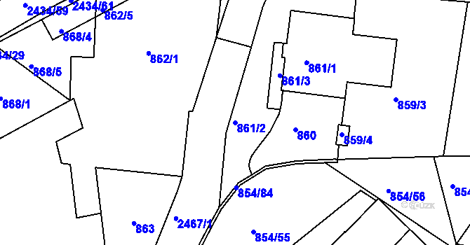 Parcela st. 861/2 v KÚ Jeseník, Katastrální mapa