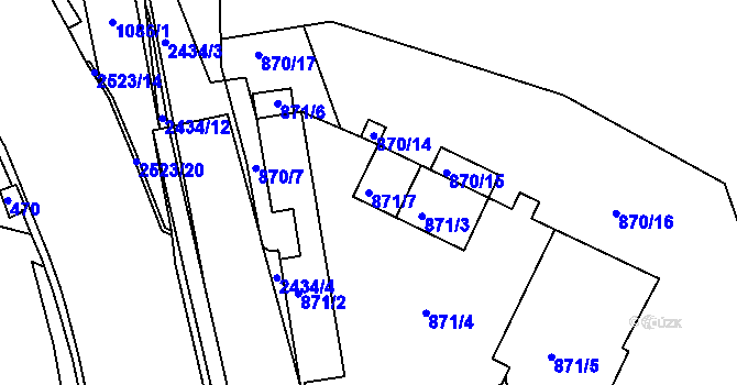 Parcela st. 871/7 v KÚ Jeseník, Katastrální mapa