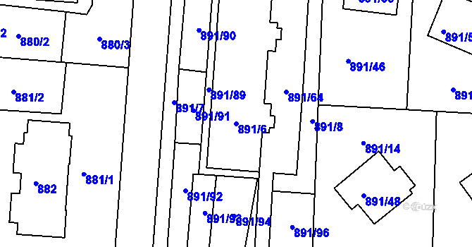 Parcela st. 891/6 v KÚ Jeseník, Katastrální mapa