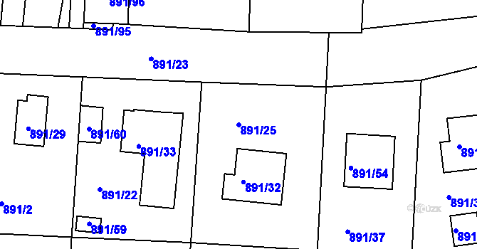 Parcela st. 891/25 v KÚ Jeseník, Katastrální mapa