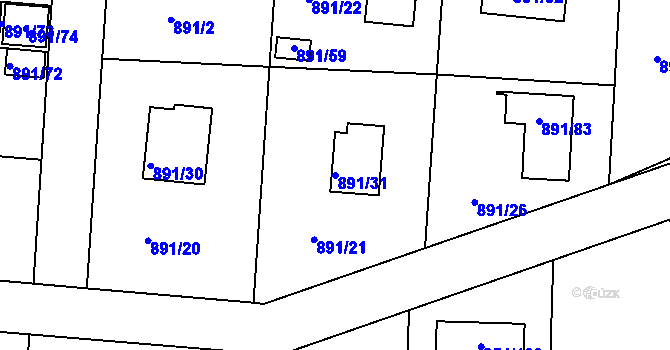 Parcela st. 891/31 v KÚ Jeseník, Katastrální mapa