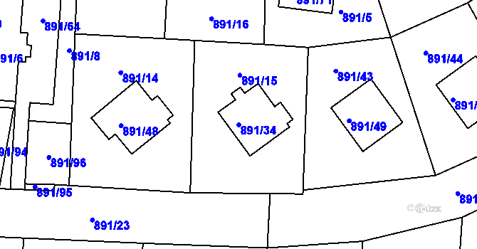 Parcela st. 891/34 v KÚ Jeseník, Katastrální mapa