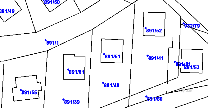 Parcela st. 891/51 v KÚ Jeseník, Katastrální mapa
