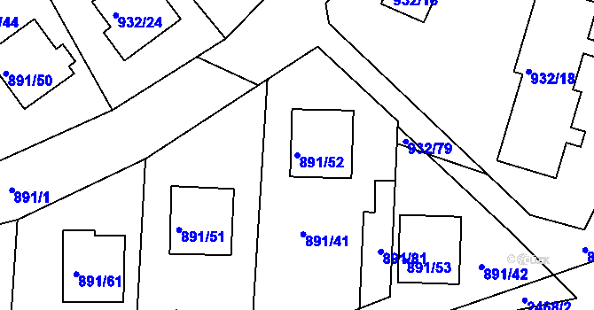 Parcela st. 891/52 v KÚ Jeseník, Katastrální mapa